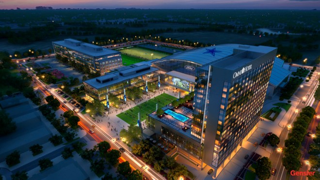 Depiction of new luxurious Omni Hotel at the Dallas Cowboys headquarters development in Wade Park Frisco just north of West Plano | Dallas Morning News